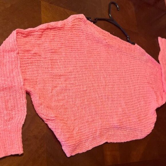 Surely Mine Pink Womens off shoulder crochet long sleeves Sweater M/L - Picture 2 of 5